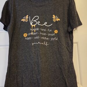 Gray Graphic Tee with Bee Design